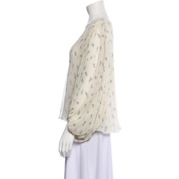 GANNI PLEATED GEORGETTE PRINTED BLOUSE - Picture 4 of 8